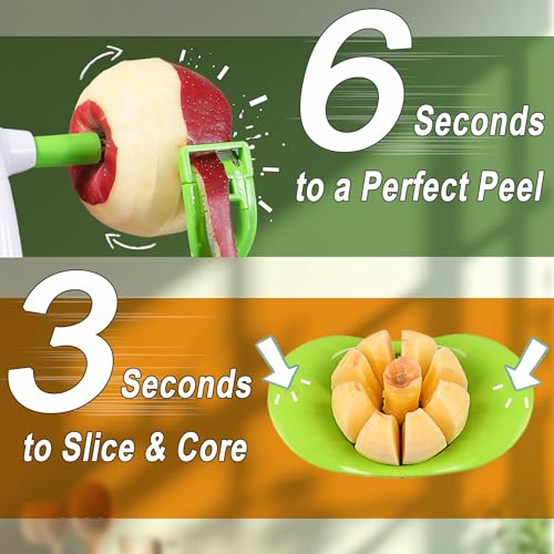 EZMO Apple Peeler, 8 Wedges Apple Peeler Slicer Corer, Stainless Steel Blades, Apple Slicer, Apple Corer - Image 3