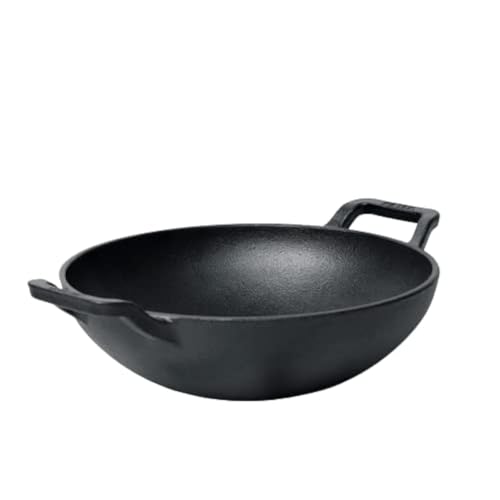Meyer Pre Seasoned Cast Iron Kadai Without Lid | Iron Kadai for Cooking | Cast Iron Kadhai | Induction Kadai | Deep Frying Kadai | Heavy Bottom Iron Kadai, 26cm, Black - Image 1