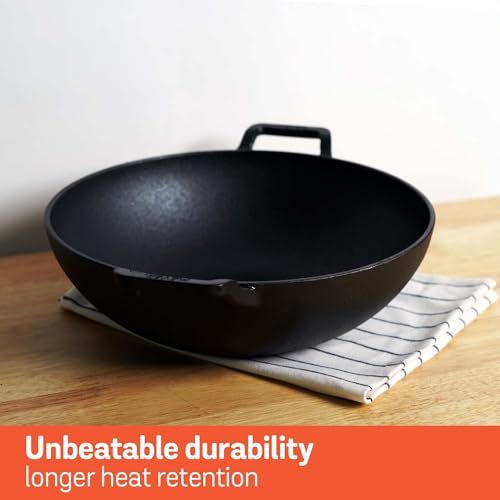 Meyer Pre Seasoned Cast Iron Kadai Without Lid | Iron Kadai for Cooking | Cast Iron Kadhai | Induction Kadai | Deep Frying Kadai | Heavy Bottom Iron Kadai, 26cm, Black - Image 5