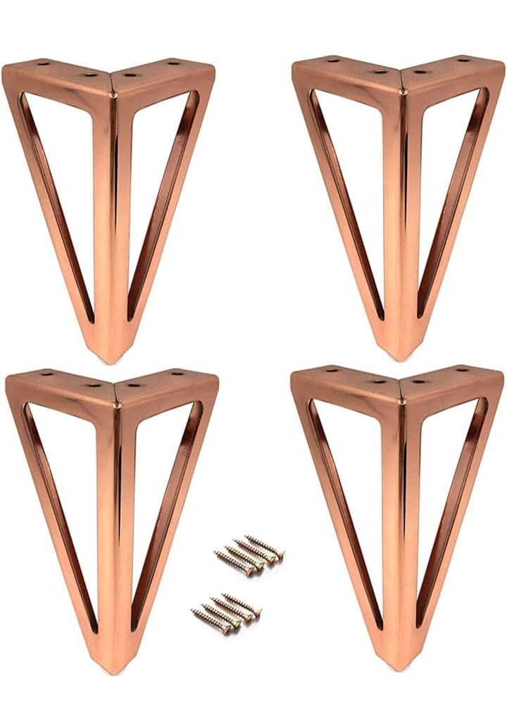 Aakash Dcor 6 Inch Metal Rose Gold Sofa LegsSet of 4 Durable Replacement Sofa Paya Modern Rustproof Sturdy Furniture Legs for Home Office V Shape Leg  - Image 1