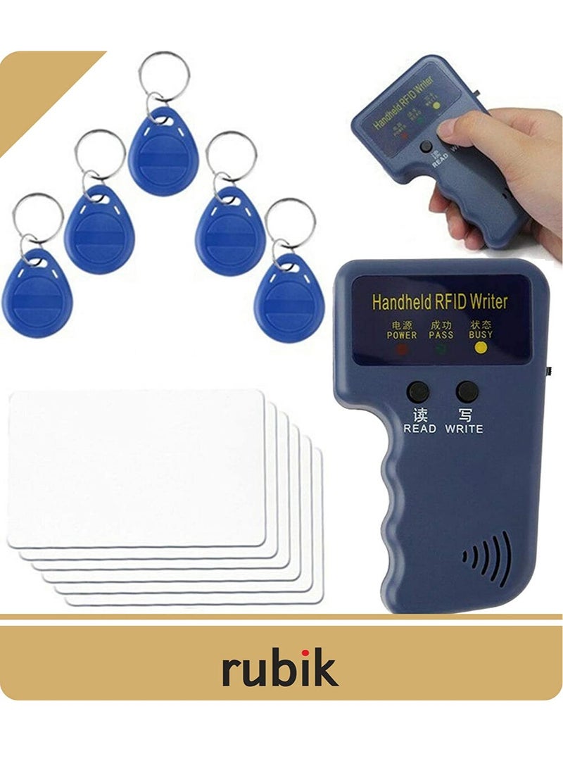 Rubik Professional Handheld RFID 125KHz ID Card Copier Reader Writer Portable Duplicator Durable with 5 Writable Tags 5 Writable Cards (Copier Bundle) - Image 2