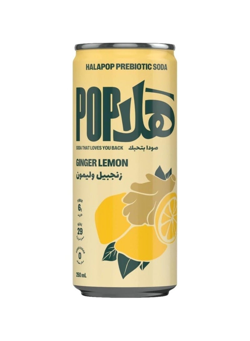 HalaPop Prebiotic Soda – Ginger Lemon, 6g Plant-Based Fiber, High in Vitamin C, No Added Sugar Sparkling Drink (4 x 250ml) - Image 3