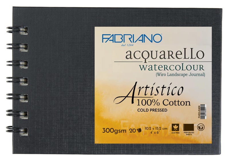 Fabriano Artist 100% Cotton,Watercolour,Wiro Bound Landscape Journal,Cold Pressed|300 GSM,Size-4"X6",20 Sheets|Ideal for all fine art techniques-wet and dry,internally and externally sized for ideal absorbance - Image 5