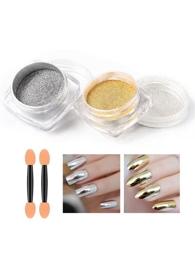 2 Pcs Gold Silver Chrome Nail Powdernail Art Mirror Glitter Effect Highly Pigmented Dust Metallic Holographic Mirror Nail Art Makeup Powders Chrome With Sponge Applicators - pzsku/Z36DEF125736F989BCD88Z/45/_/1683269340/64fca084-c5ff-4961-989a-bb052db207c8