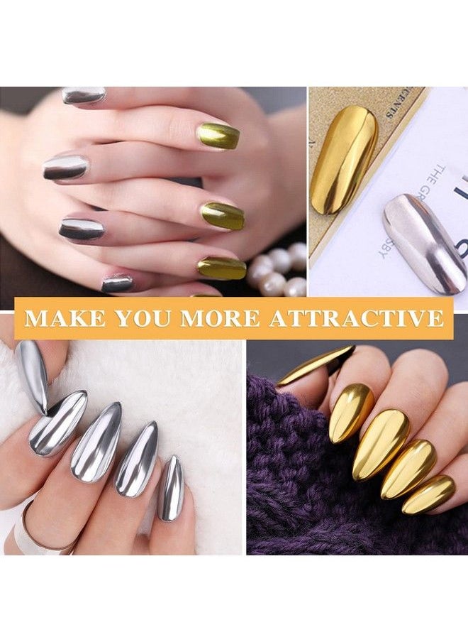 2 Pcs Gold Silver Chrome Nail Powdernail Art Mirror Glitter Effect Highly Pigmented Dust Metallic Holographic Mirror Nail Art Makeup Powders Chrome With Sponge Applicators - pzsku/Z36DEF125736F989BCD88Z/45/_/1683269345/e8de774f-d049-422b-a0d1-f32cb7a378ec