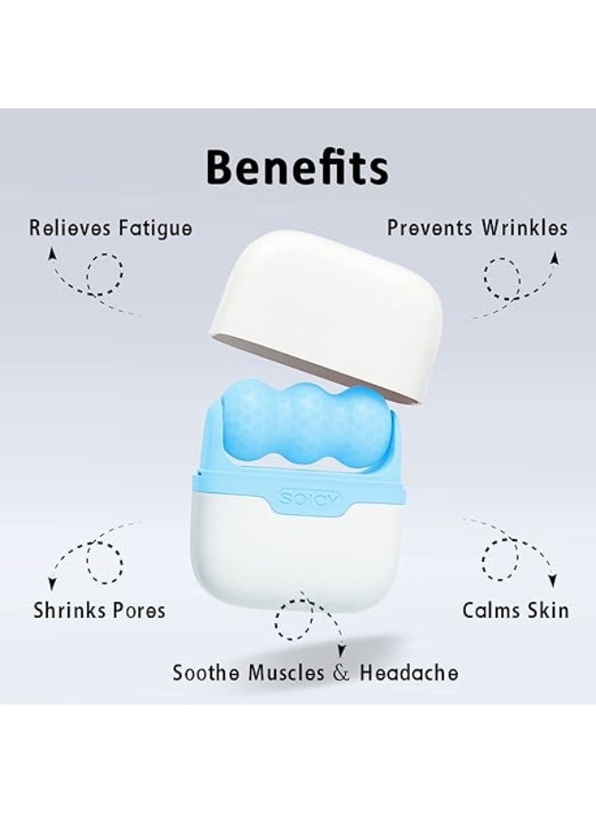 For Face And Eyes - Facial Skin Care Tools With 2 In 1 Roller And Carry Case To Reduce Puffiness And Relief Migraine, Pain. Women Gift (Blue) - Image 2