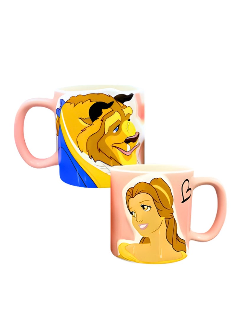 Disney Couple Pair Mug Featuring Beauty & The Beast Cartoon Character Collection Ceramic Mug Coffee Cup Mug For Couple Student Friends 350ml - Image 1