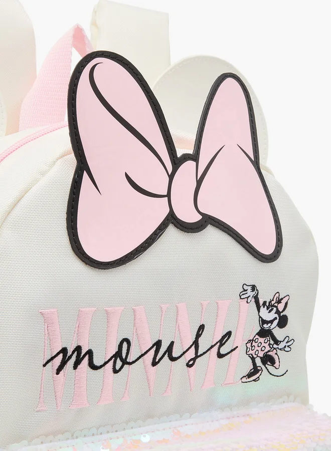 Disney Minnie Mouse Detail Backpack with Adjustable Straps and Zip Closure - 32x23x9 cm