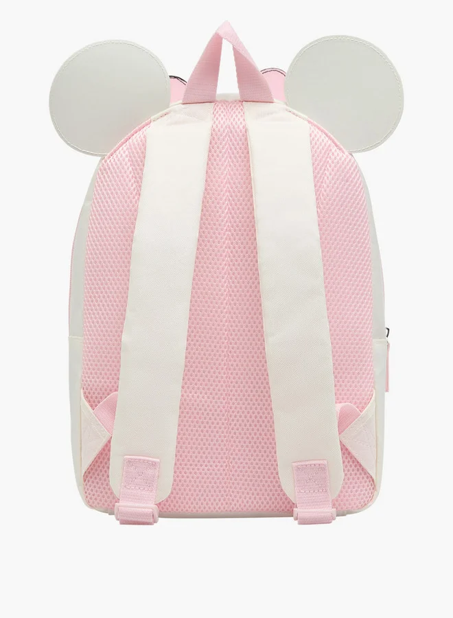 Disney Minnie Mouse Detail Backpack with Adjustable Straps and Zip Closure - 32x23x9 cm