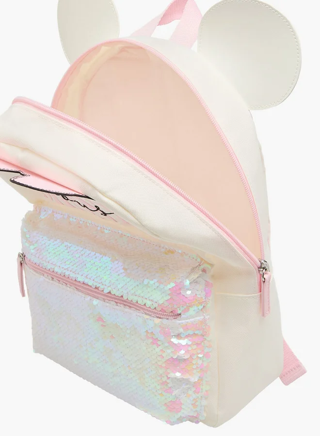 Disney Minnie Mouse Detail Backpack with Adjustable Straps and Zip Closure - 32x23x9 cm