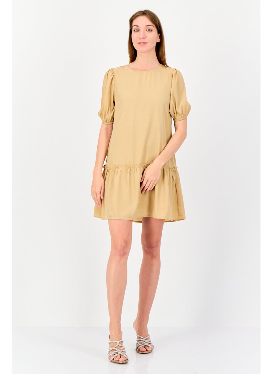 ONLY Women Solid Mini Dress, Tan  - Image 2