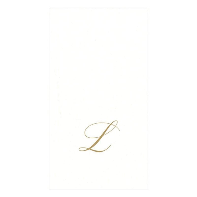 Caspari White Pearl Paper Linen Guest Towels Monogram Initial Letter Pack of 24