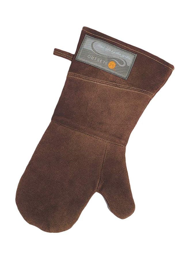 Outset Grill Mitt, Brown Leather BBQ and Oven Glove Leather Grill Mitt Brown - Image 1