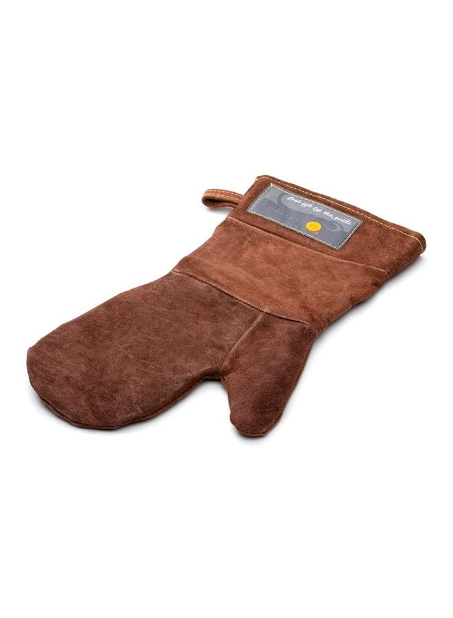 Outset Grill Mitt, Brown Leather BBQ and Oven Glove Leather Grill Mitt Brown - Image 2