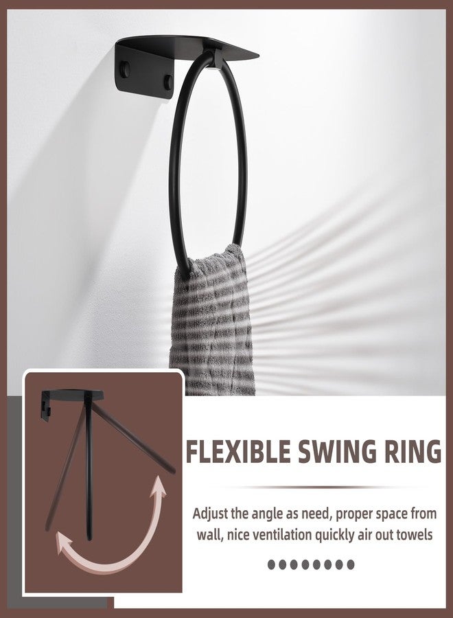 APLusee Matte Black Bath Towel Ring with Shelf, Stainless Steel Towel Holder, Wall Mount - Image 4
