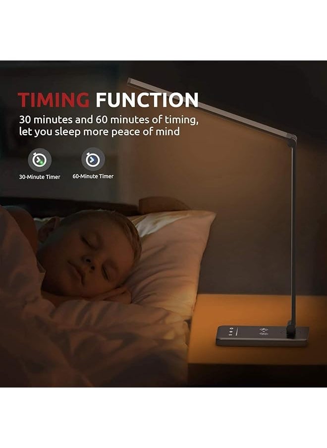 X spring - Desk Lamp With Wireless Charger Usb Reading Lamp Led Desk Light With 5 Brightness 5 Color Modes Dimmable Eye Caring Table Light For Home Office Touch Control Auto Timer - Image 1