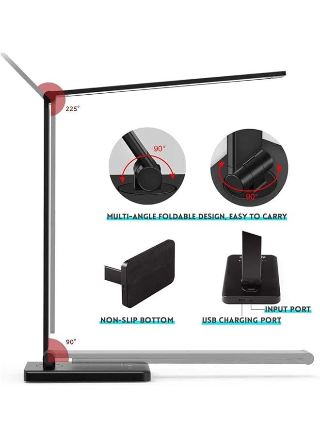 X spring Desk Lamp With Wireless Charger Usb Reading Lamp Led Desk Light With 5 Brightness 5 Color Modes Dimmable Eye Caring Table Light For Home Office Touch Control Auto Timer  - Image 3