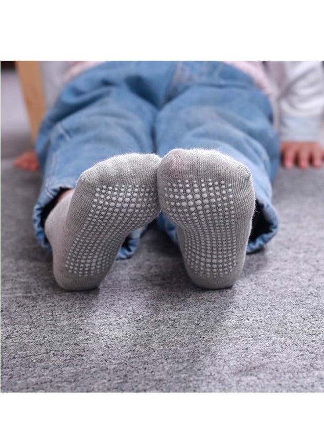 CICILADY CICILADY  12 Pairs Anti Slip Baby Ankle Socks with Non Skid Grips for Toddler Kids Boys Girls (12Pairs - Black,White,Grey, 1-3 Years) - Image 5