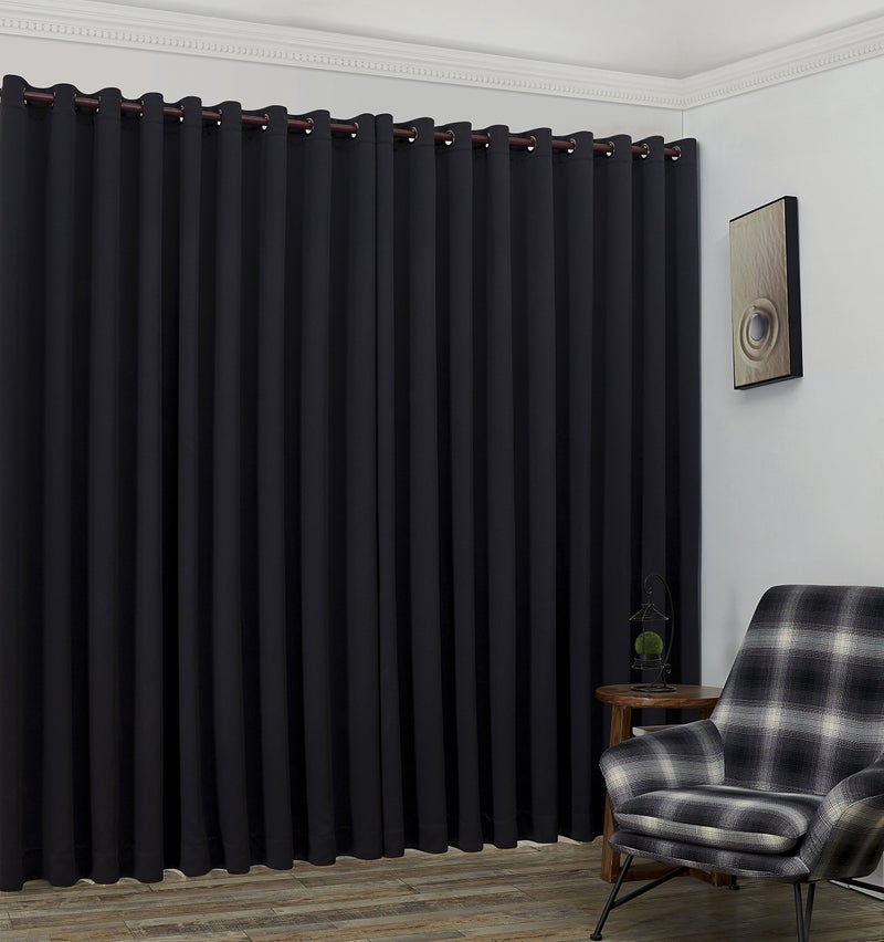 LinenZone Black Extra Wide Curtain Panels with 2 Matching Tie-Backs. Use As Wall Curtains  Curtain Room Dividers  Portable Office Walls Dividers  Dividers for Bedroom. (Nicole 108 x 99 Black) - Image 3