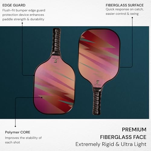 FIT FORGE Pickleball Paddle Set – 2 Fiberglass Paddles (1.5 Cm), 4 Pickleballs, Dual Paddle Cover Bag & Cushioned Comfort Grip – Durable Outdoor Game, Red | Blue - Image 3