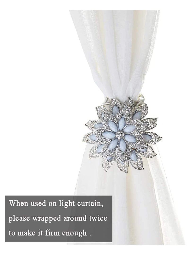 SYOSI Magnetic Curtain Tie, Curtain Tiebacks 1PCS, Decorative Crystal Flower Shape Window Curtain Holdback Buckles Tie, Curtain Holder Buckle Hooks for Home Sheer Blackout Drapes Blind Curtains - Image 4