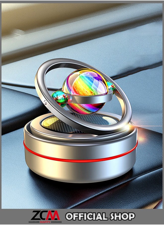 ZCM-HAPPY Solar Powered Car Air Freshener with Galaxy Crystal Ball, Rotating Aromatherapy Ornament for Vehicle, Soothing Fragrance with Solar Motion  - Image 1