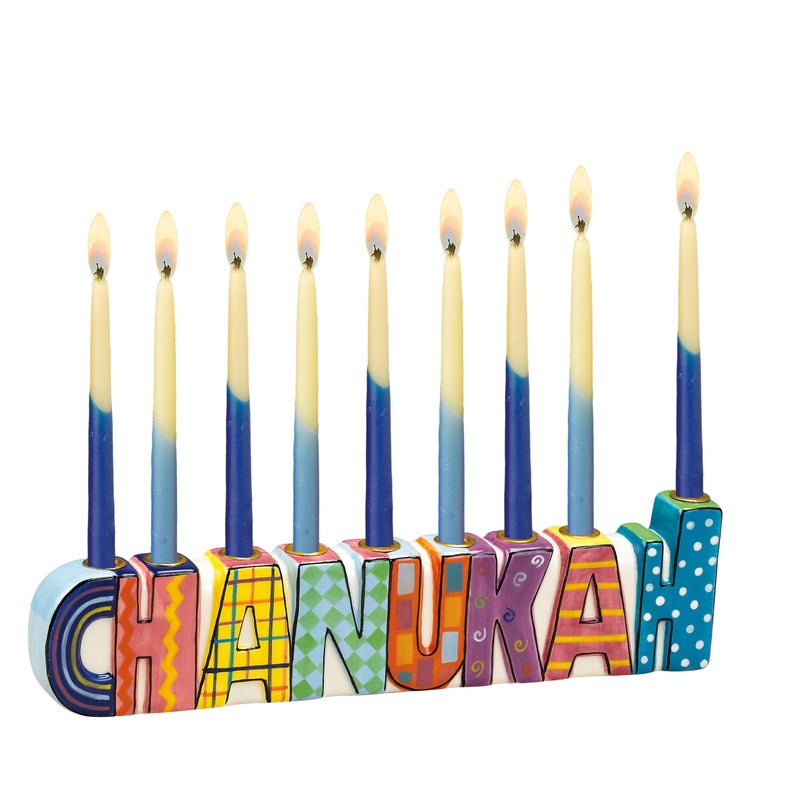 رايت لايت طقوس لايت شانوكا مينورا متعددة الألوان - مينورا ملونة من السيراميك ملونة تصاميم غريب الأطوار من هانوكا هدايا حفلات العطلات اليهودية مهرجان الأضواء - Image 5