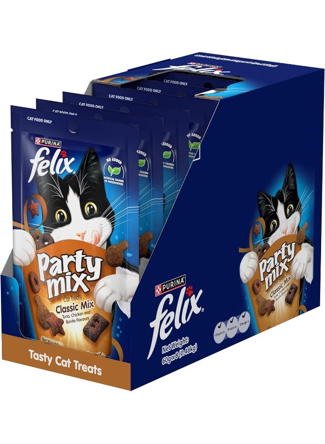 Felix Purina Party Mix Classic Mix Cat Treats 60g, Pack of 8 - Image 3