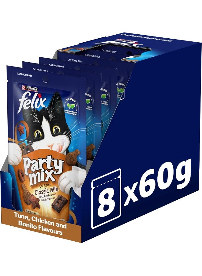 Felix Purina Party Mix Classic Mix Cat Treats 60g, Pack of 8 - Image 2