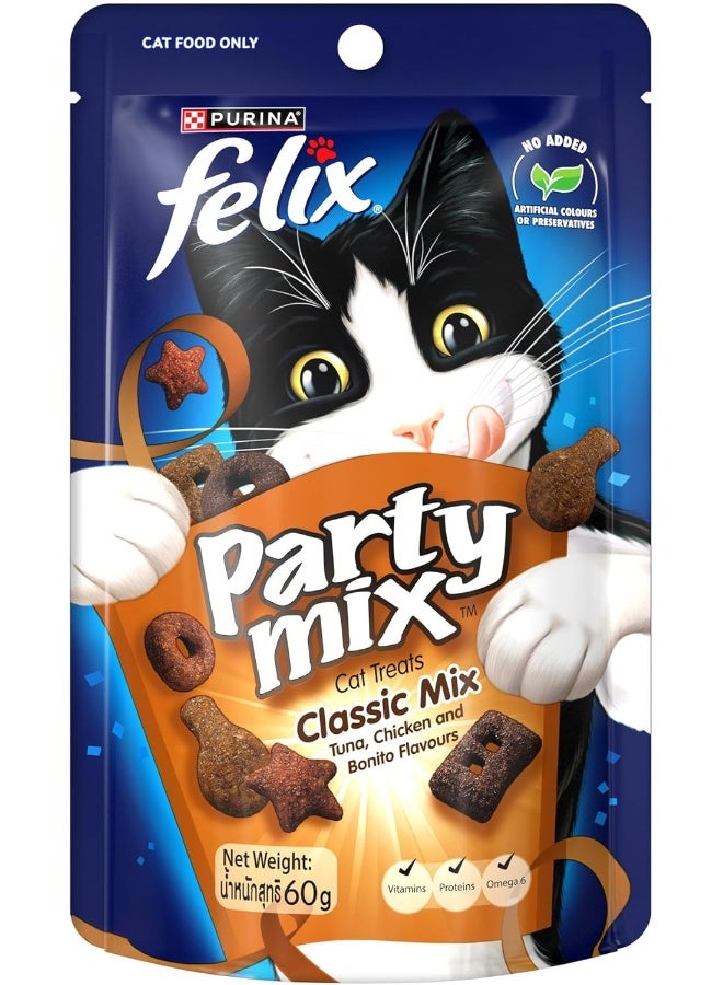 Felix Purina Party Mix Classic Mix Cat Treats 60g, Pack of 8 - Image 4