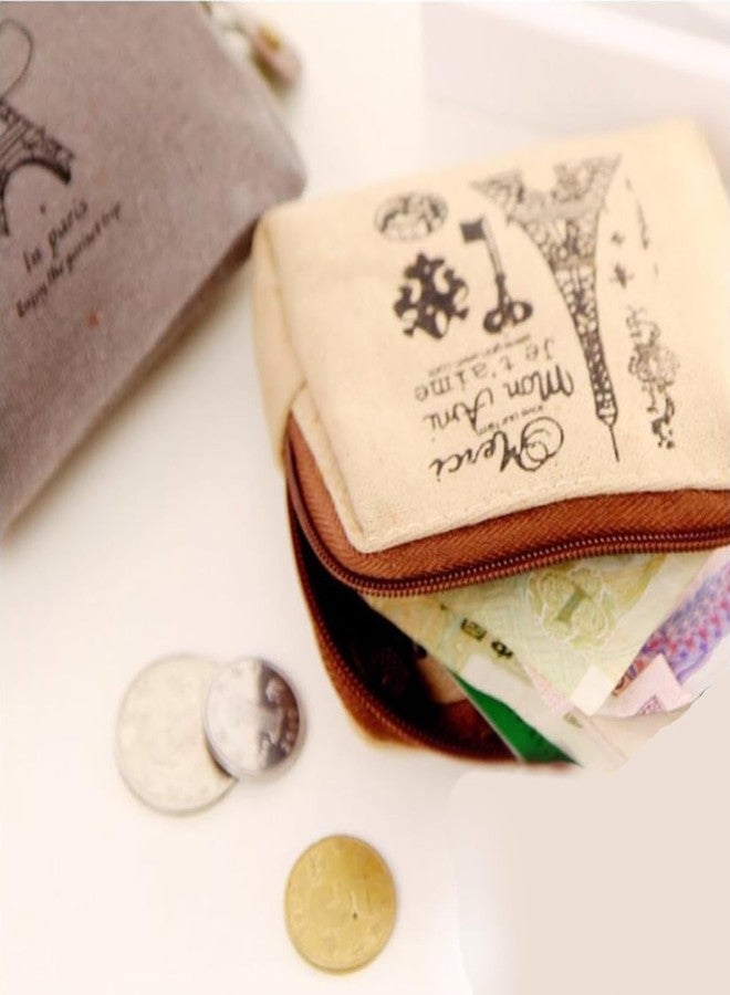 iToolai Canvas Coin Bags Women's Small Change Cash Purse Wallets (Set of 4, Paris) - Image 5