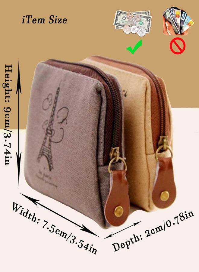 iToolai Canvas Coin Bags Women's Small Change Cash Purse Wallets (Set of 4, Paris) - Image 2