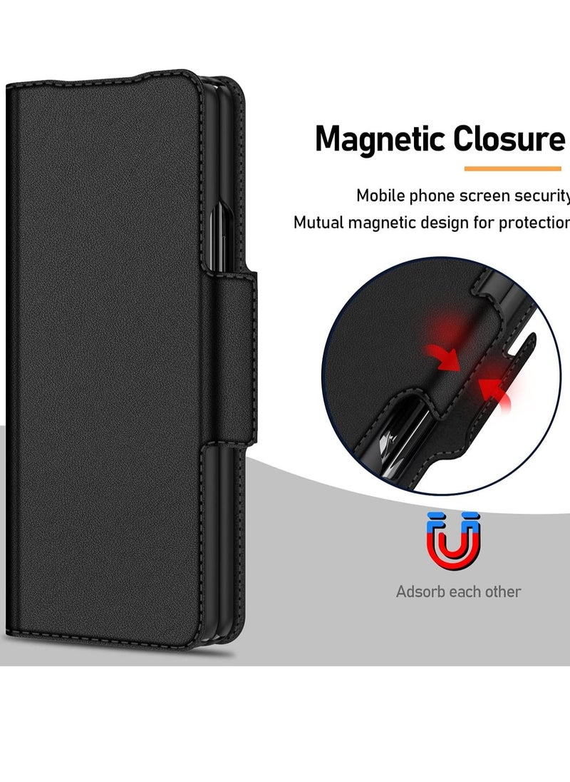 YoYoTech Luxury Genuine Leather Flip Wallet Case Card Holder Magnetic Kickstand for Samsung Galaxy Z Fold 4 5G 2022  - Image 5