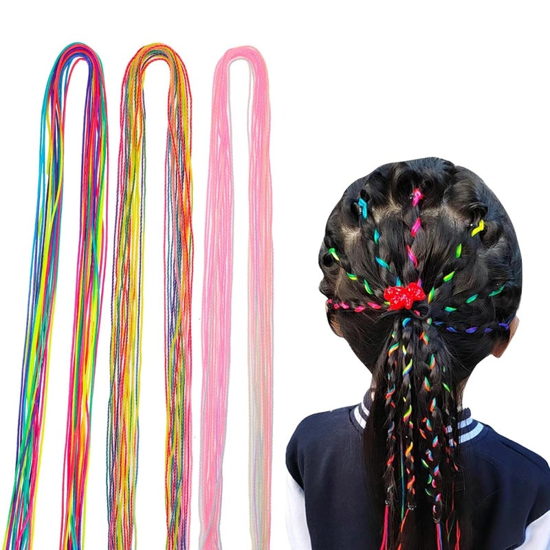 Plenteous Colorful Hair Strings For Braids Gradient Color Hair Rope Band Hair Wrap String Hair Ribbons Rainbow Braiding Hair Tie for Women Girls Hair Accessories Elastics Colorful Boho Braided Hair Strings 22 pcs Multi Color - Image 1