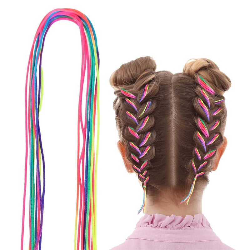 Plenteous Colorful Hair Strings For Braids Gradient Color Hair Rope Band Hair Wrap String Hair Ribbons Rainbow Braiding Hair Tie for Women Girls Hair Accessories Elastics Colorful Boho Braided Hair Strings 22 pcs Multi Color - Image 5