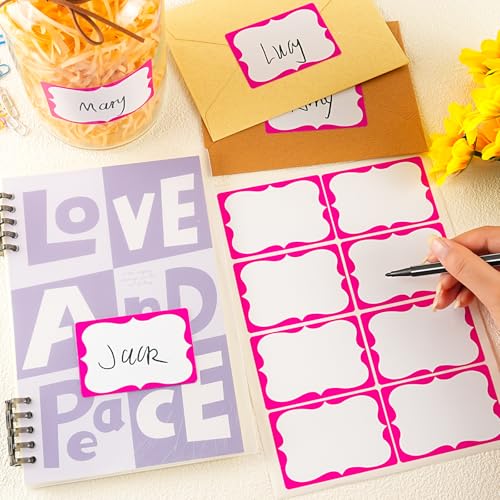 labelon Pink Name Tags,2"x 3" Name Tag Stickers with Pink Border 200 Pcs Adhesive Name Tags Sticker Name Badges Labels for Valentine, School, Office, Home, Party, Conferences - Image 3