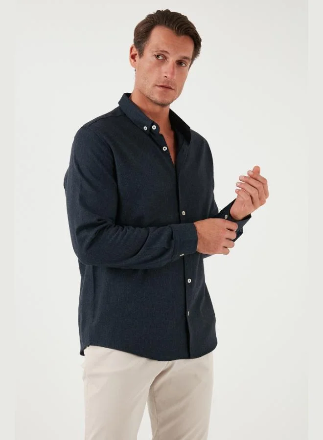 بوراتي قميص رجالي قطن بياقة بأزرار مقاس عادي شتوي