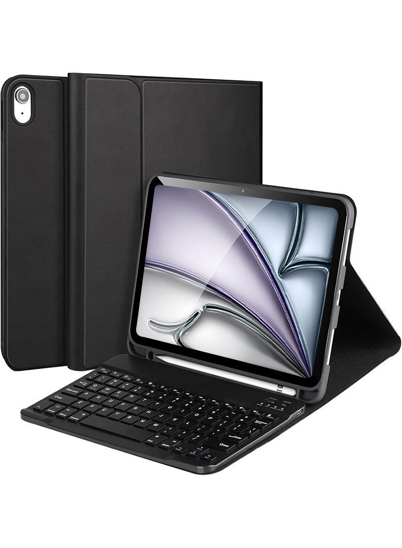 Theodor Wireless Keyboard Case for iPad Air 11 Inch (M4 2026/ M3 2025/ M2 2024) Magnetically Detachable Pencil Holder Case , Auto Sleep/Wake -Black - Image 1