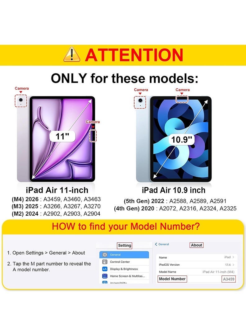 Theodor Wireless Keyboard Case for iPad Air 11 Inch (M4 2026/ M3 2025/ M2 2024) Magnetically Detachable Pencil Holder Case , Auto Sleep/Wake -Black - Image 2