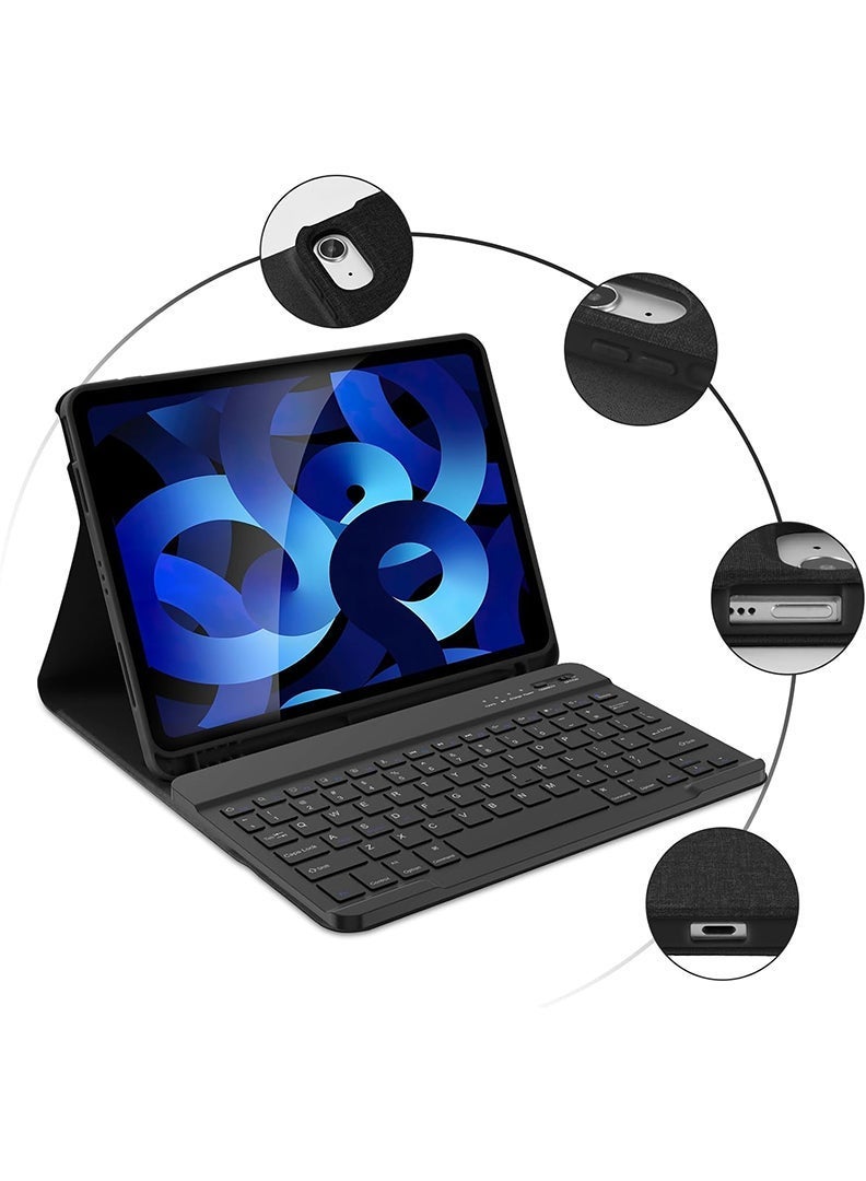Theodor Wireless Keyboard Case for iPad Air 11 Inch (M4 2026/ M3 2025/ M2 2024) Magnetically Detachable Pencil Holder Case , Auto Sleep/Wake -Black - Image 5
