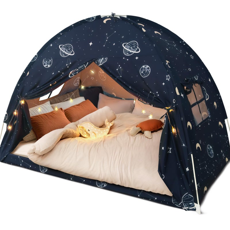 Avrsol Toddler Bed Tent Full, Space Canopy Indoor for Kids Boys, Kids Bed Canopy Full Size, Galaxy Dome Playhouse Tents Floor Privacy Space on Bed Sleeping Tent for Girls Birthday Toy House Gift - Image 1