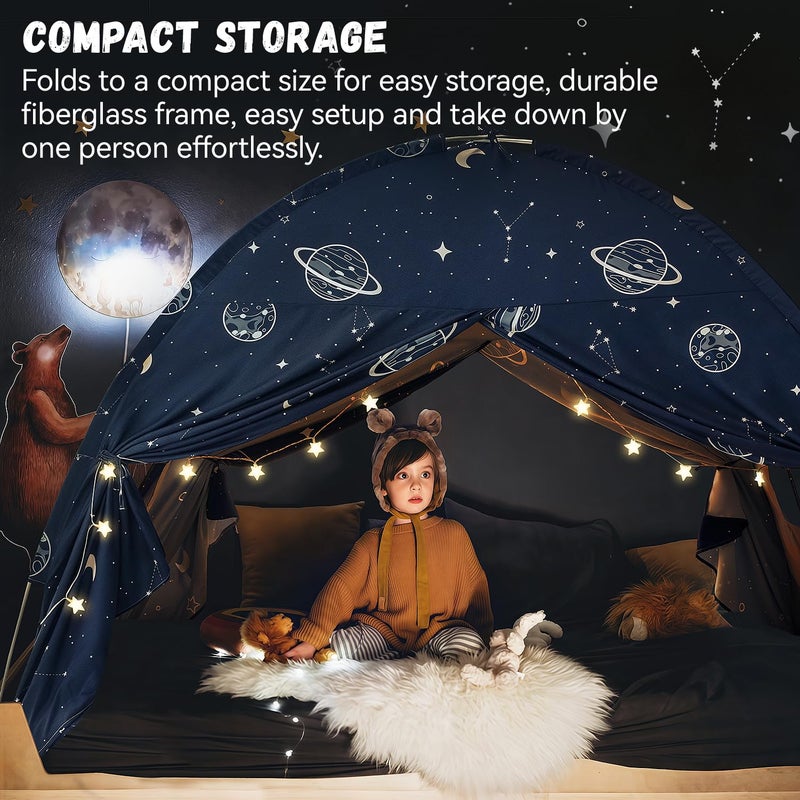 Avrsol Toddler Bed Tent Full, Space Canopy Indoor for Kids Boys, Kids Bed Canopy Full Size, Galaxy Dome Playhouse Tents Floor Privacy Space on Bed Sleeping Tent for Girls Birthday Toy House Gift - Image 5