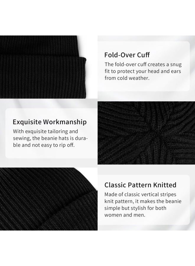 MSDC Beanies Women 3 Pack, Winter Hats Snow Hats for Women Men Fleece Lined Warm for Cold Weather, Beanie for Women Fashion Skull Cap, Black+gray+dark Orange, One size - Image 4