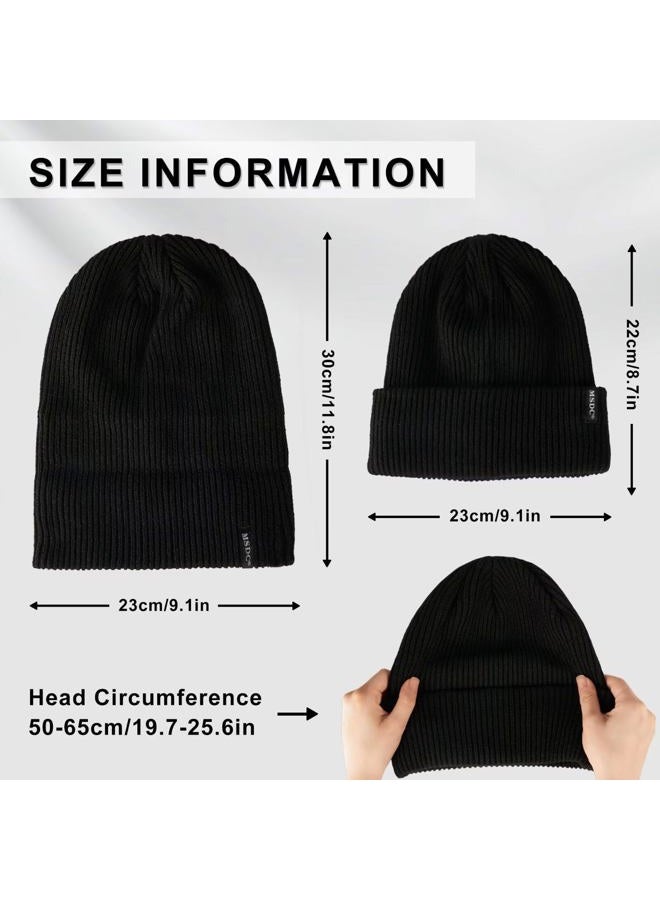 MSDC Beanies Women 3 Pack, Winter Hats Snow Hats for Women Men Fleece Lined Warm for Cold Weather, Beanie for Women Fashion Skull Cap, Black+gray+dark Orange, One size - Image 2