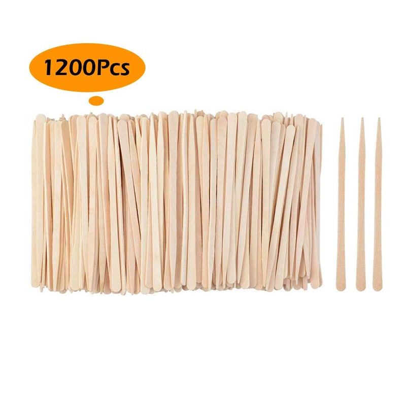 MMonDod 1200 Pack Wooden Waxing Sticks Wax Spatulas Sticks Small Wax Applicator Sticks Wood Craft Sticks Spatulas Applicator for Hair Eyebrow Nose Removal (Without Handle) - Image 2