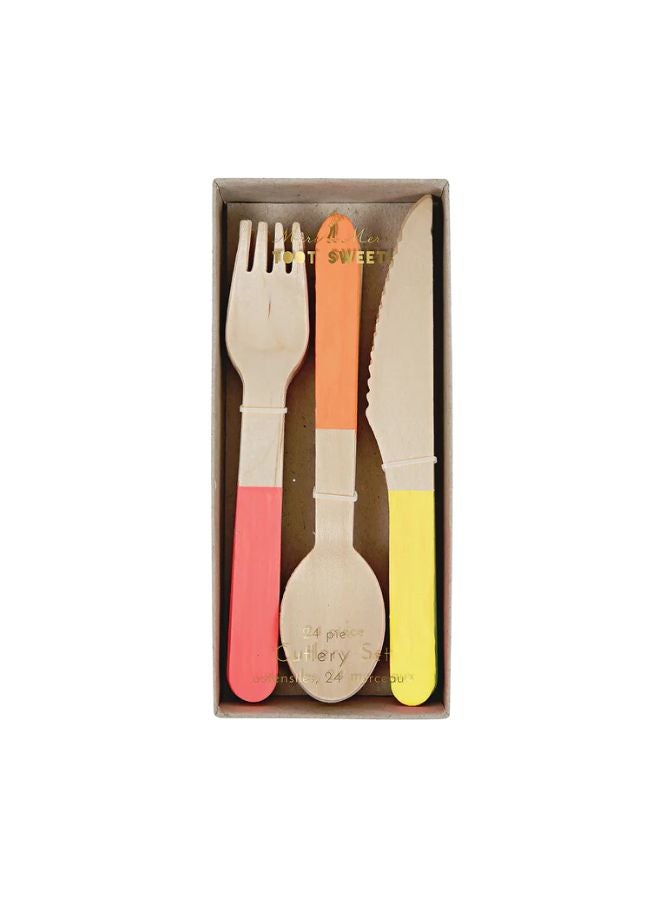 Meri Meri Neon Wooden Cutlery Set - Image 1
