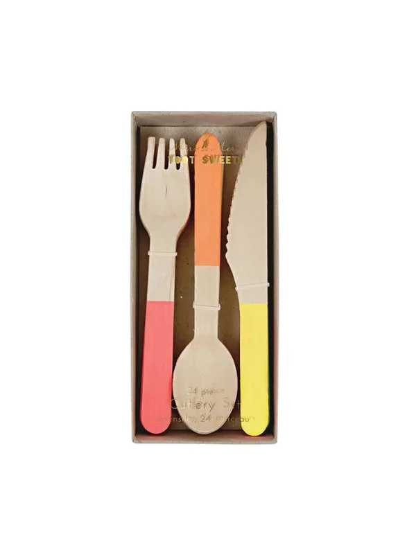 Meri Meri Neon Wooden Cutlery Set