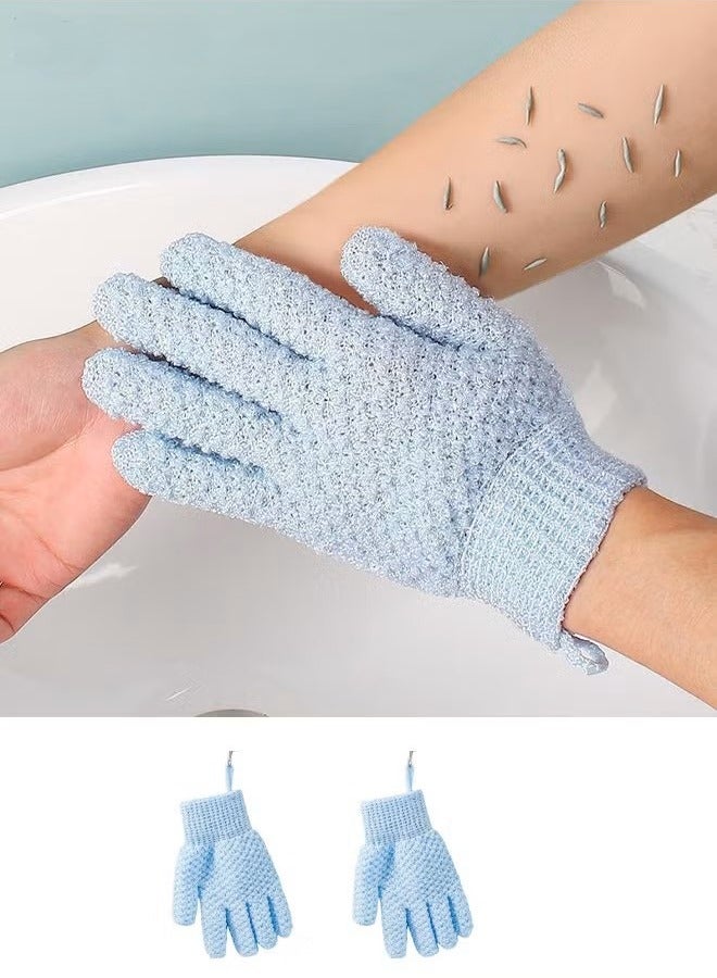 1 Pair Bath Gloves for Shower Natural Loofah Exfoliating Wash Gloves for Body and Face, Dead Skin Remover, Double Sided Microfibre Shower Body Gloves for Adults and Kids
