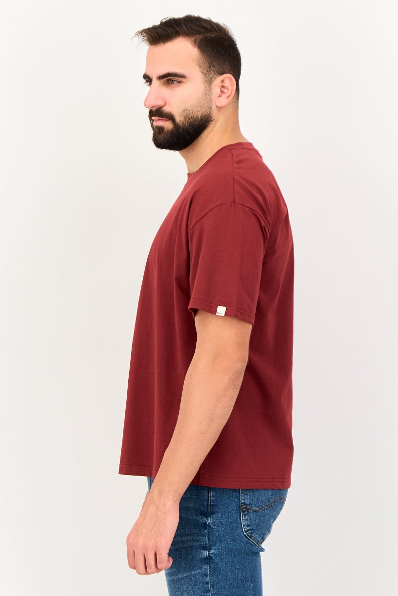 Fudo Comforts By Fudo Men Oversized Fit Crew Neck Short Sleeve Plain T-Shirt, Maroon - Image 2