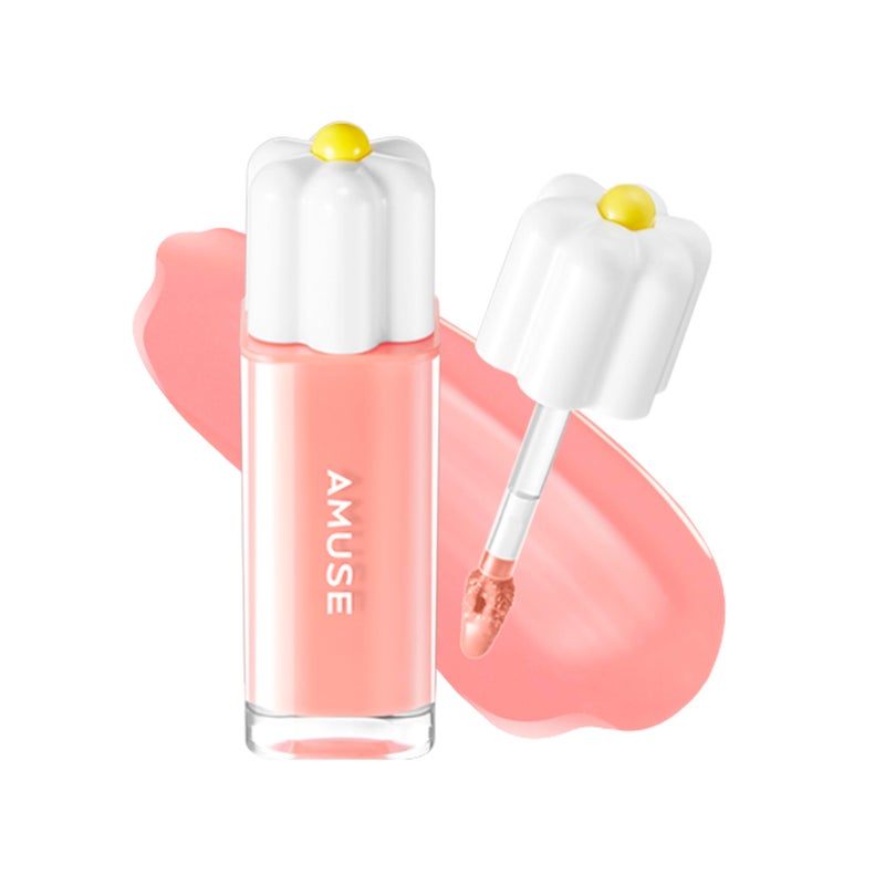 Amuse SEOUL Daisy Flower Dew Tint 10 PEACH BUNNY Glossy Moisturizing Lip Stain Watery Glow Lip Tint Long Lasting Color Dewy Finish Vegan Korean Beauty Makeup - Image 2